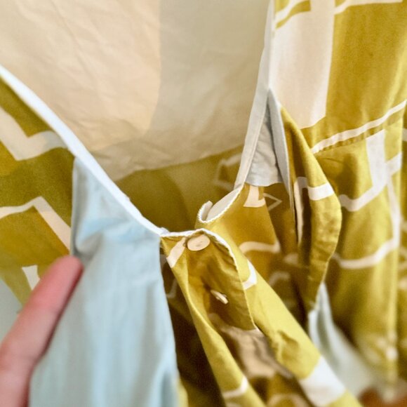 Green Motoreta Child's Dress, "Vega Dress Green & White Geometric Print" - Picture 5 of 8